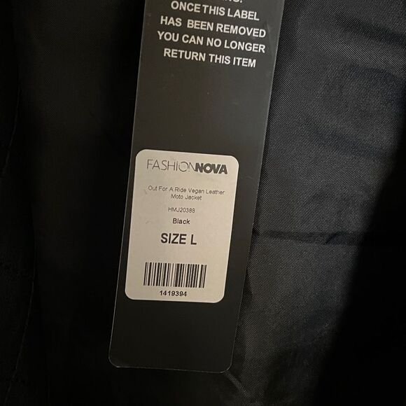 NWT Black Moto Jacket Faux Leather Sz L - Picture 5 of 10